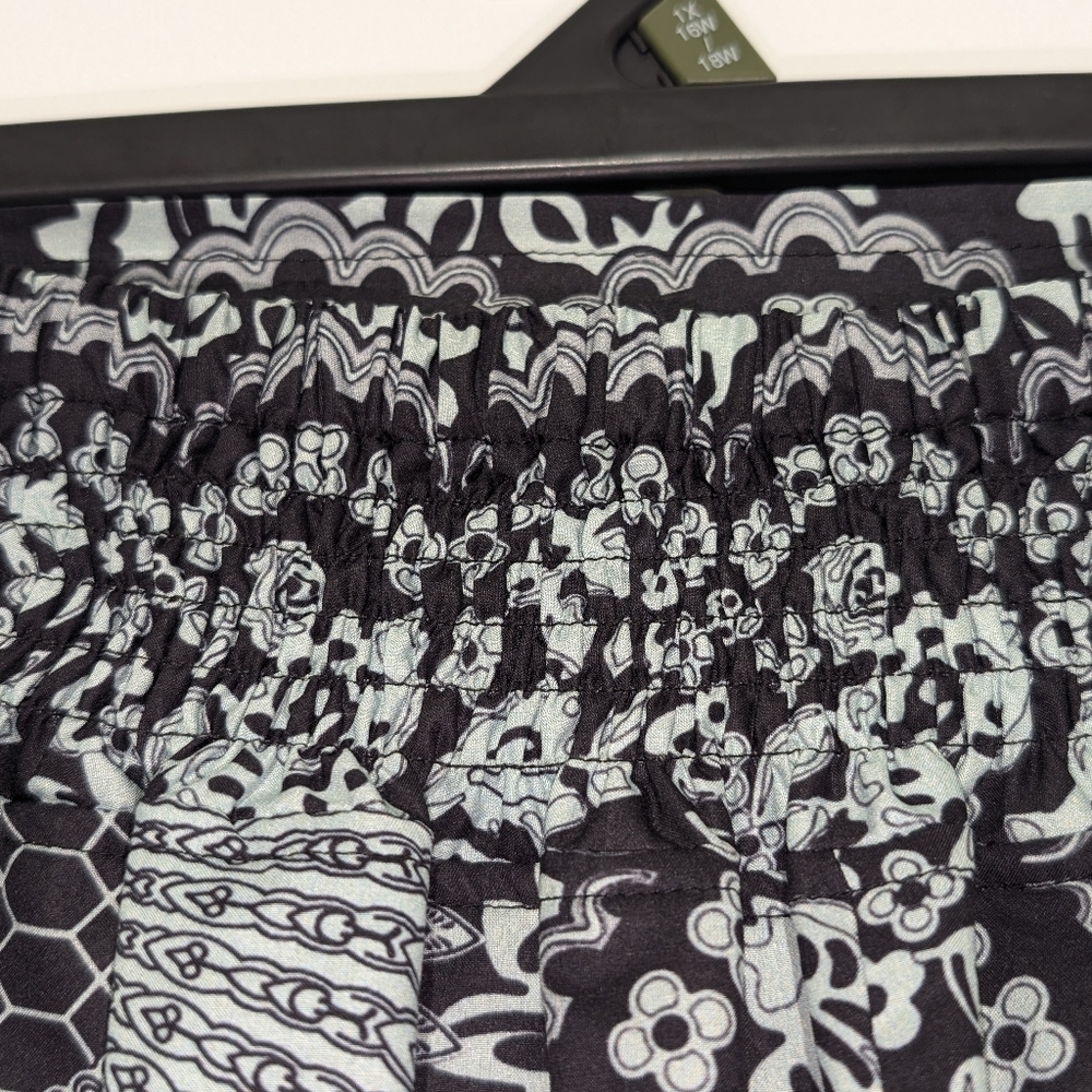 EXCELLENT USED CONDITION LU'S NAVY BLUE & TEAL CHIC WOMEN'S BOHO PANTS WIDE LEG - Picture 4 of 13